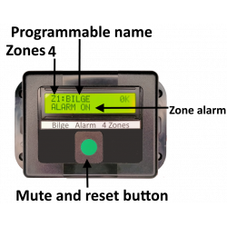 Wireless programmable 4 zone bilge alarm