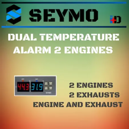 Dubbel programmeerbaar temperatuuralarm (twee uitlaten) of (uitlaat en motor) of (twee motoren)